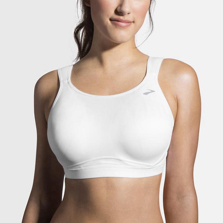 Brooks Women's Maia Sports Running Bra Singapore - White (90721-ZCUW)